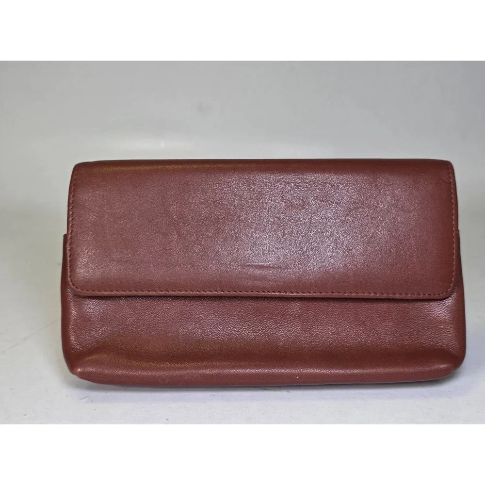 Amanda Smith Wallet Brown Leather With Zip Pocket Small Evening Clutch‎